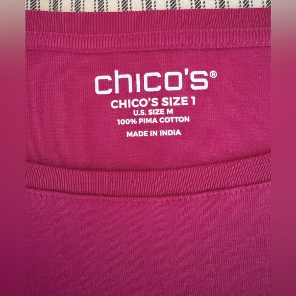 Chicos Elbow Sleeve Tee fuschia pink, Size 1 (8/10) - Picture 4 of 6